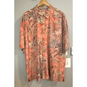Tommy Bahama Silk Tropical Floral Short Sleeve Button Up Shirt Men's XXL